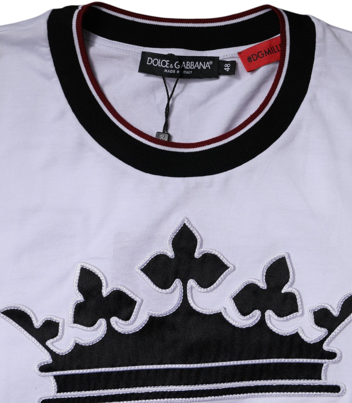 Dolce & Gabbana White Jersey Crew Neck Short Sleeves T-shirt Geel