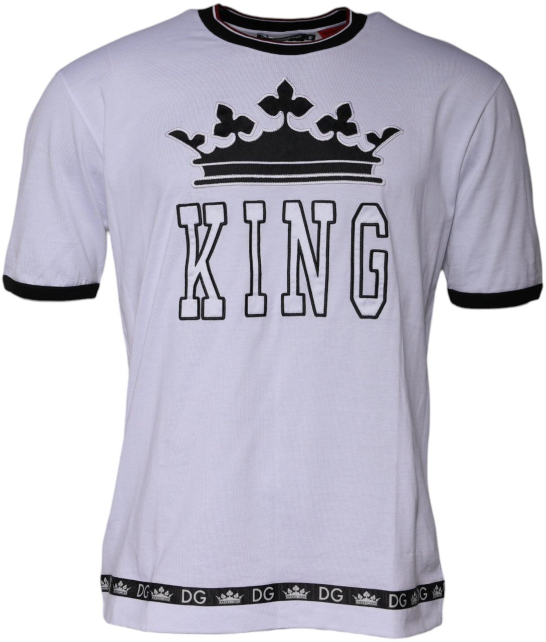 Dolce & Gabbana White Jersey Crew Neck Short Sleeves T-shirt Geel