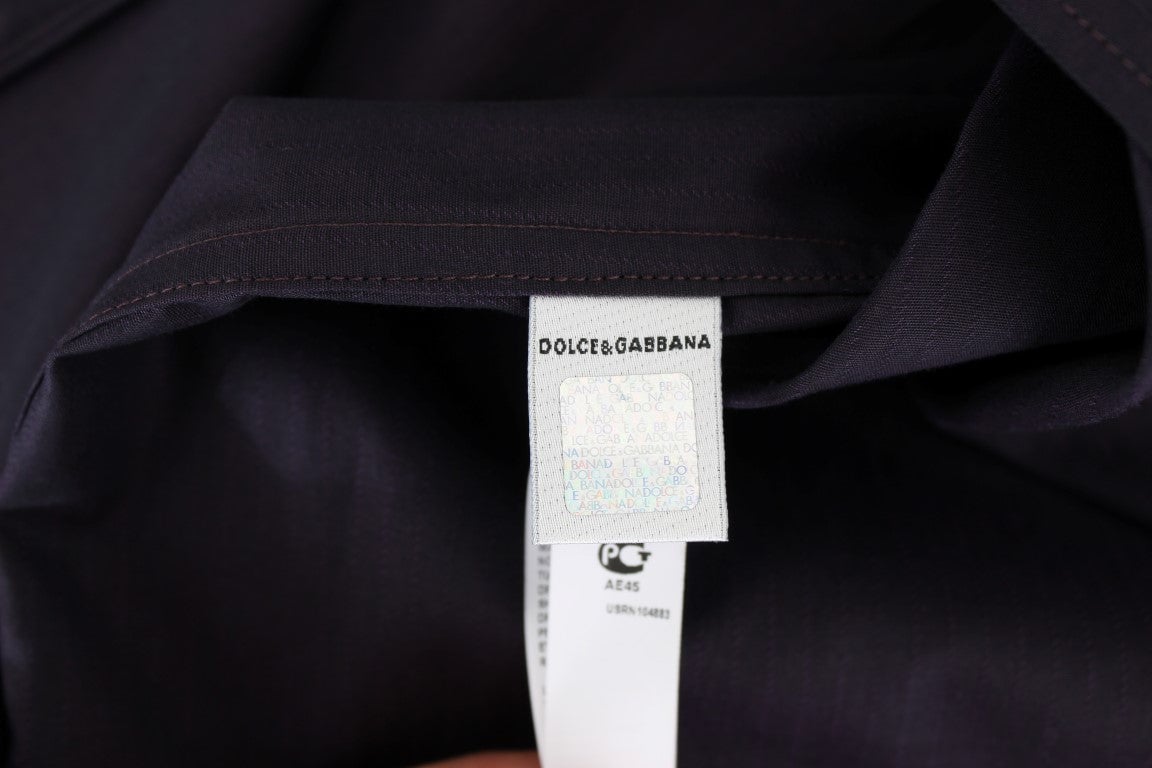 Dolce & Gabbana Purple Striped Cotton Pajama Lounge Shirt Paars