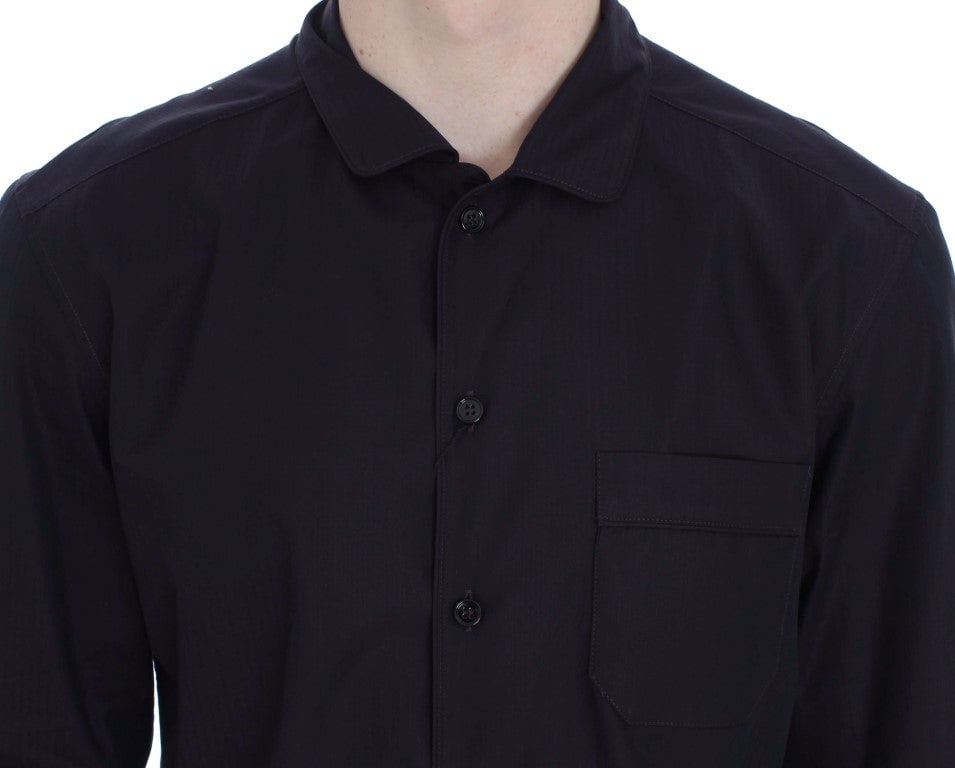 Dolce & Gabbana Purple Striped Cotton Pajama Lounge Shirt Paars