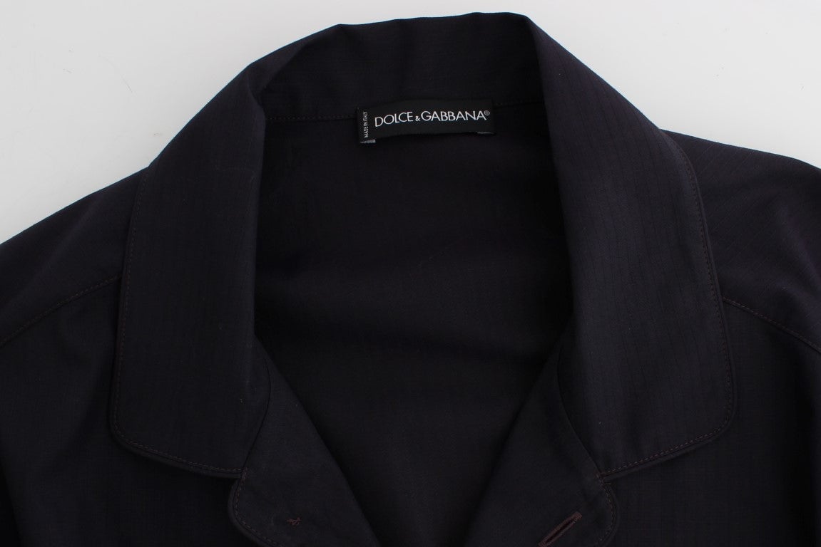 Dolce & Gabbana Purple Striped Cotton Pajama Lounge Shirt Paars
