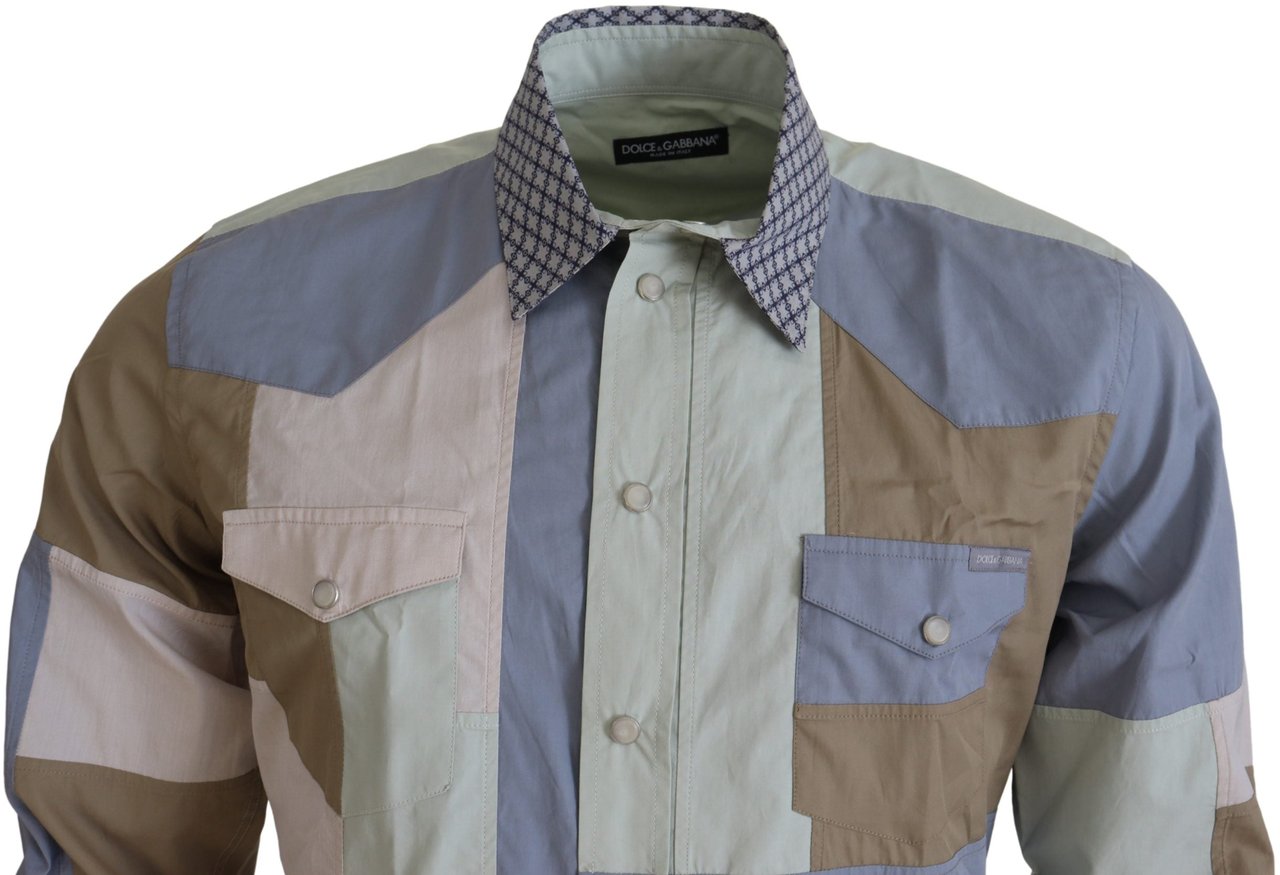 Dolce & Gabbana Multicolor Cotton Patchwork Slim Shirt Divers