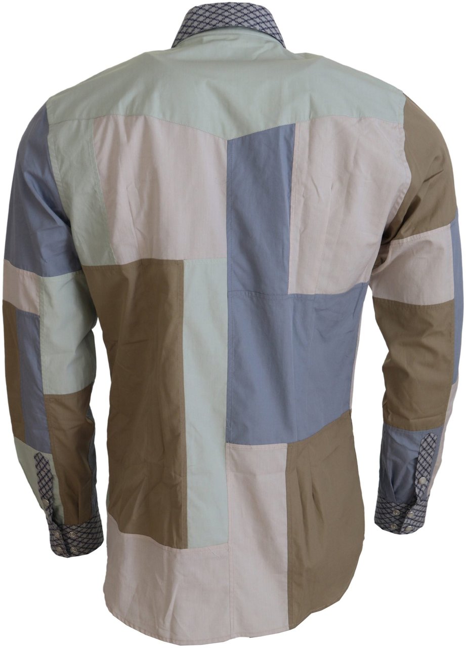 Dolce & Gabbana Multicolor Cotton Patchwork Slim Shirt Divers