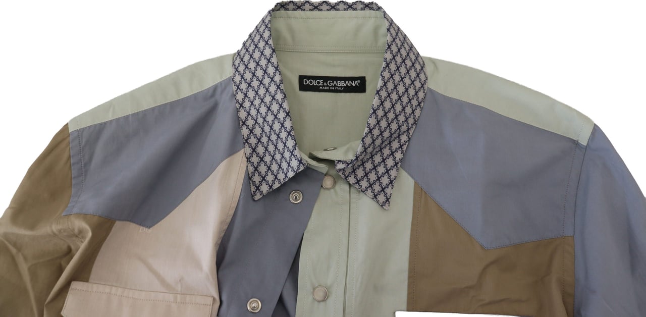 Dolce & Gabbana Multicolor Cotton Patchwork Slim Shirt Divers