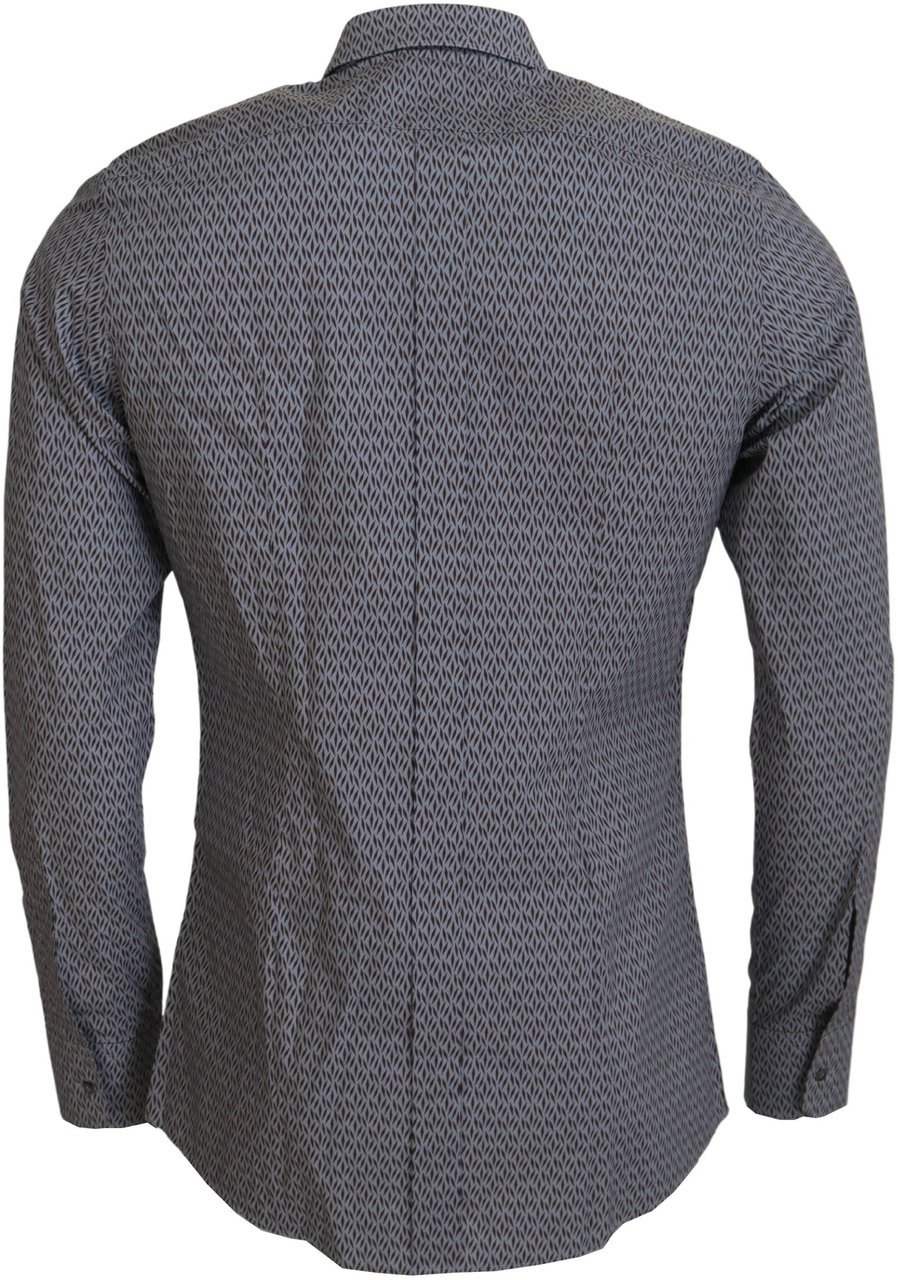 Dolce & Gabbana Gray Brown GOLD Slim Fit Dress Formal Shirt Grijs