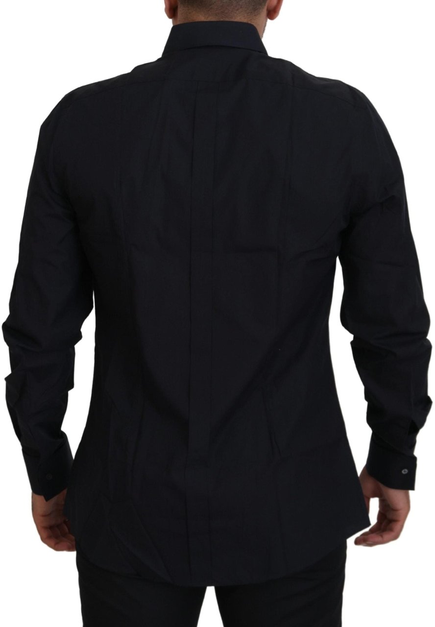 Dolce & Gabbana Black Gold Cotton Slim Fit Dress Mens Shirt Zwart