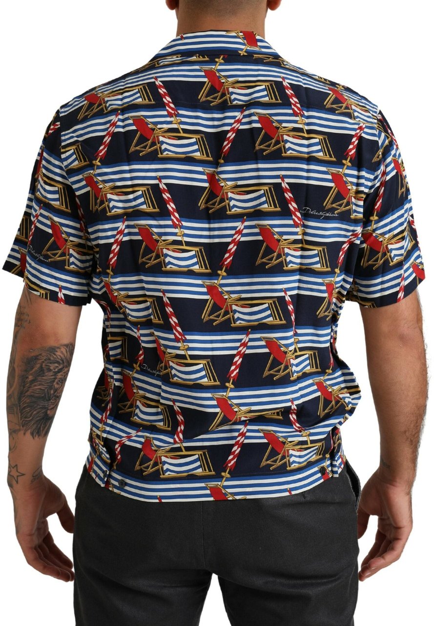 Dolce & Gabbana Multicolor Beach Chair Short Sleeves Shirt Divers