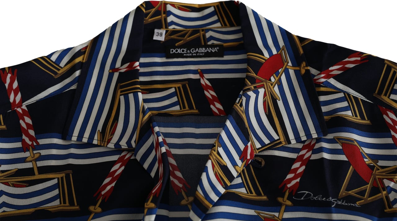 Dolce & Gabbana Multicolor Beach Chair Short Sleeves Shirt Divers