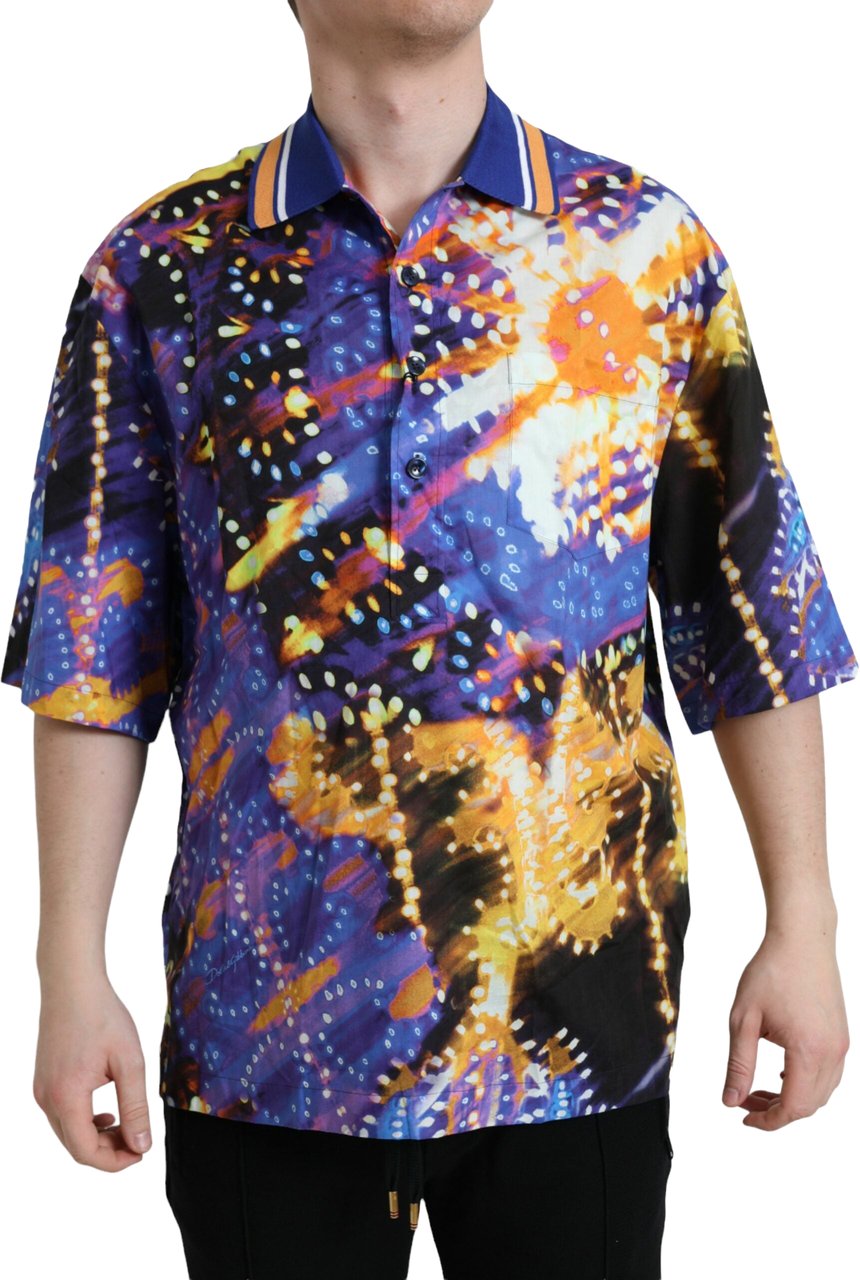 Dolce & Gabbana Multicolor Luminarie Print Cotton Casual Shirt Divers