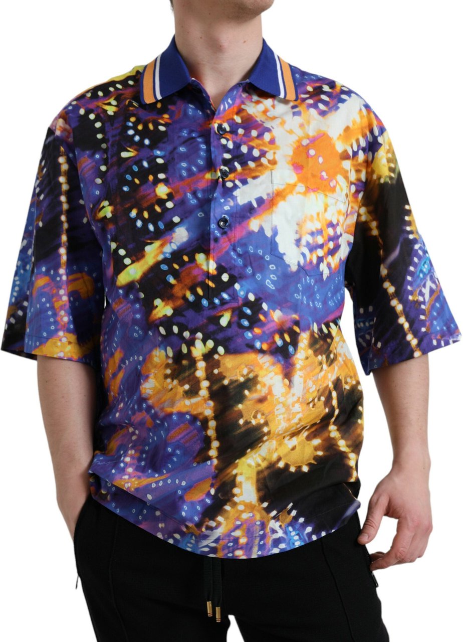 Dolce & Gabbana Multicolor Luminarie Print Cotton Casual Shirt Divers