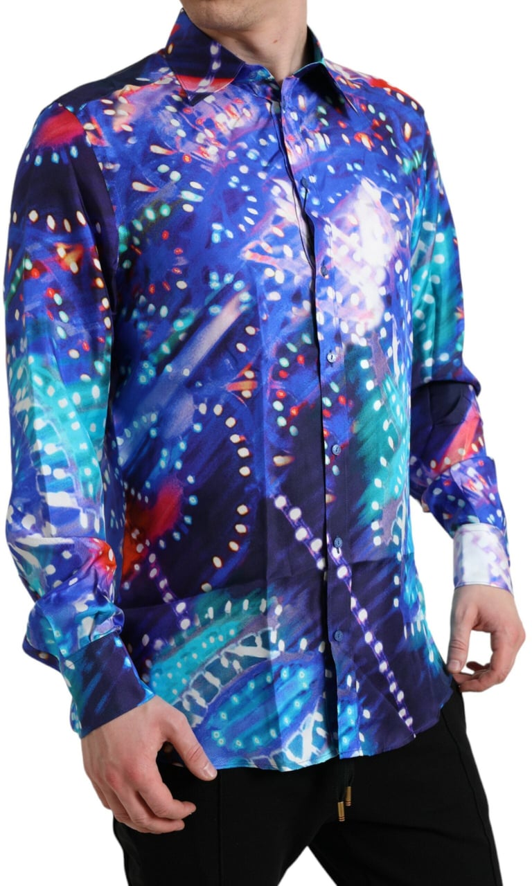 Dolce & Gabbana Purple Luminarie Silk Slim MARTINI Shirt Divers