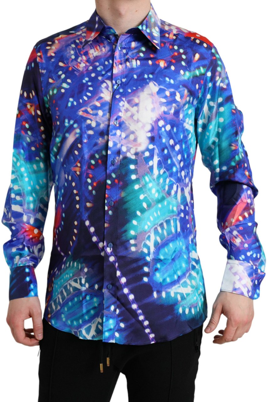 Dolce & Gabbana Purple Luminarie Silk Slim MARTINI Shirt Divers