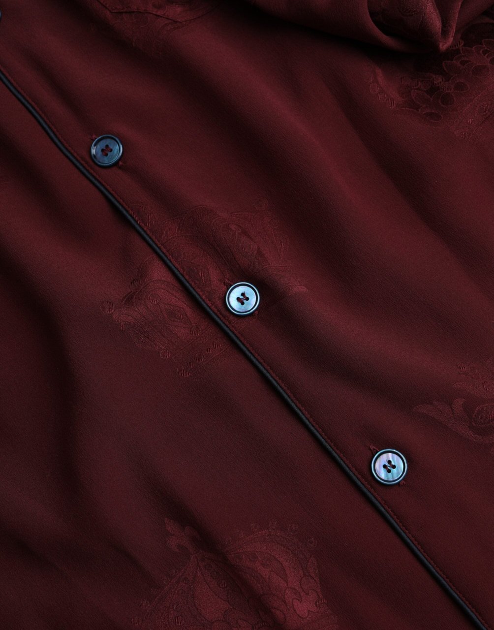Dolce & Gabbana Maroon Crown Jacquard Silk Long Sleeve Shirt Maroon