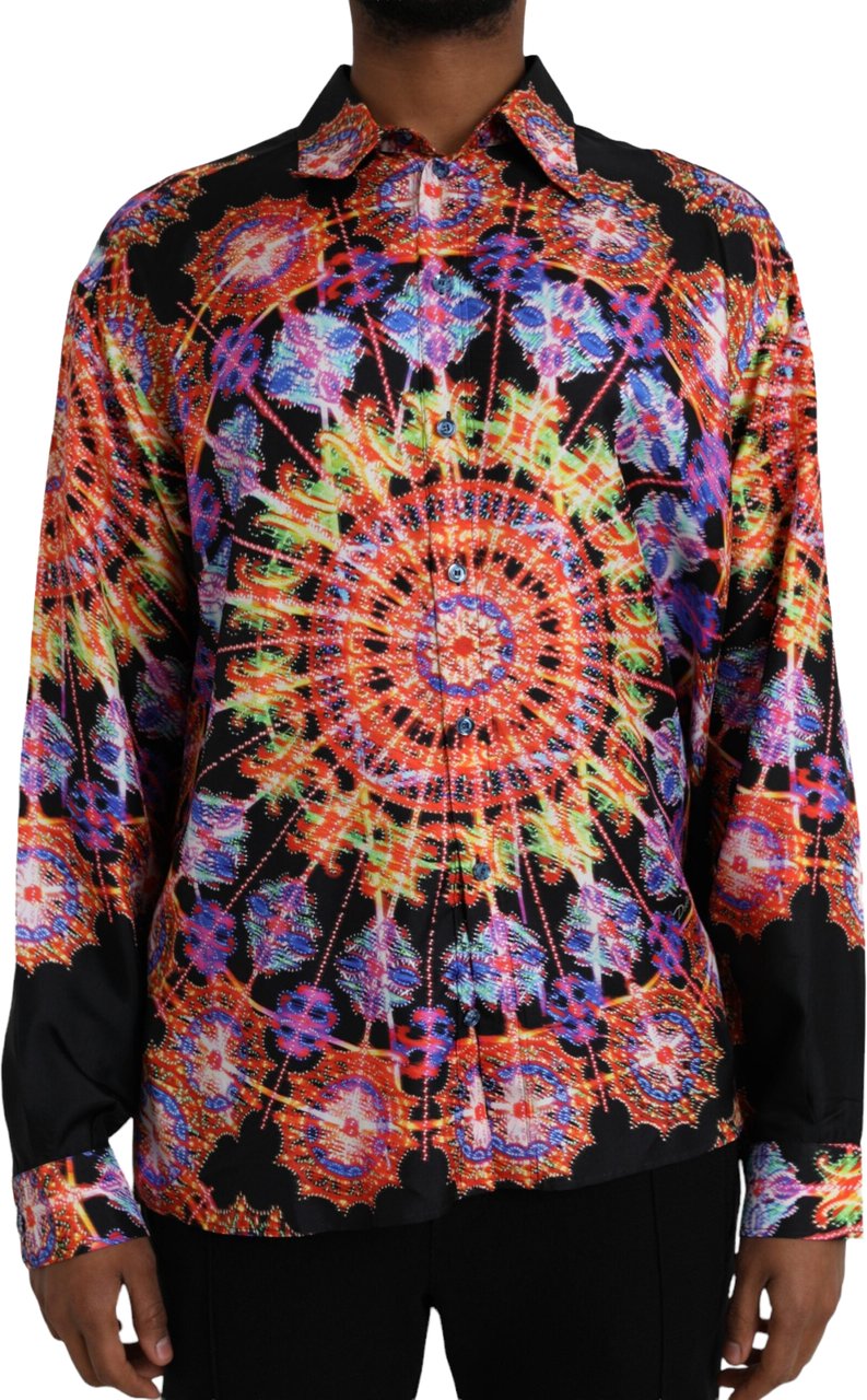 Dolce & Gabbana Multicolor Luminarie Silk Men Casual Shirt Divers