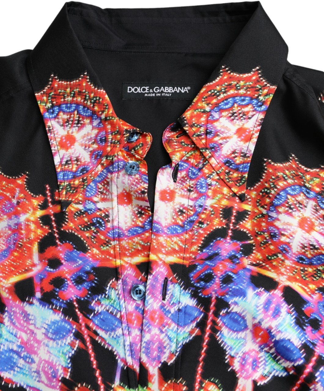 Dolce & Gabbana Multicolor Luminarie Silk Men Casual Shirt Divers