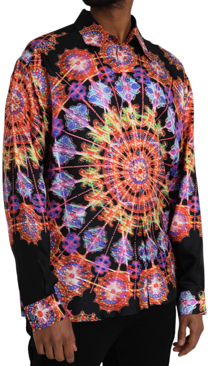 Dolce & Gabbana Multicolor Luminarie Silk Men Casual Shirt Divers