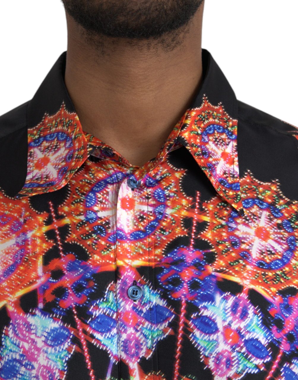 Dolce & Gabbana Multicolor Luminarie Silk Men Casual Shirt Divers