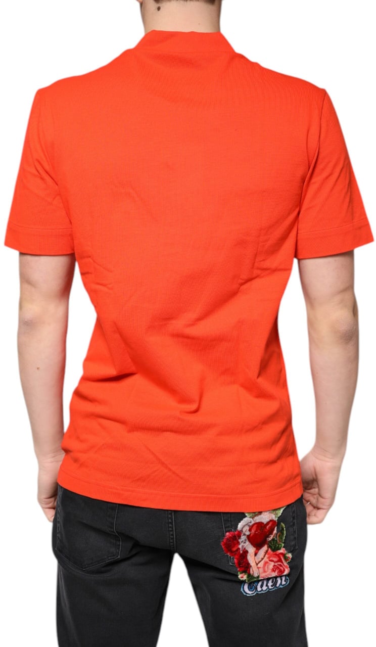 Dolce & Gabbana Orange Cotton Button Down Casual Polo Shirt Oranje