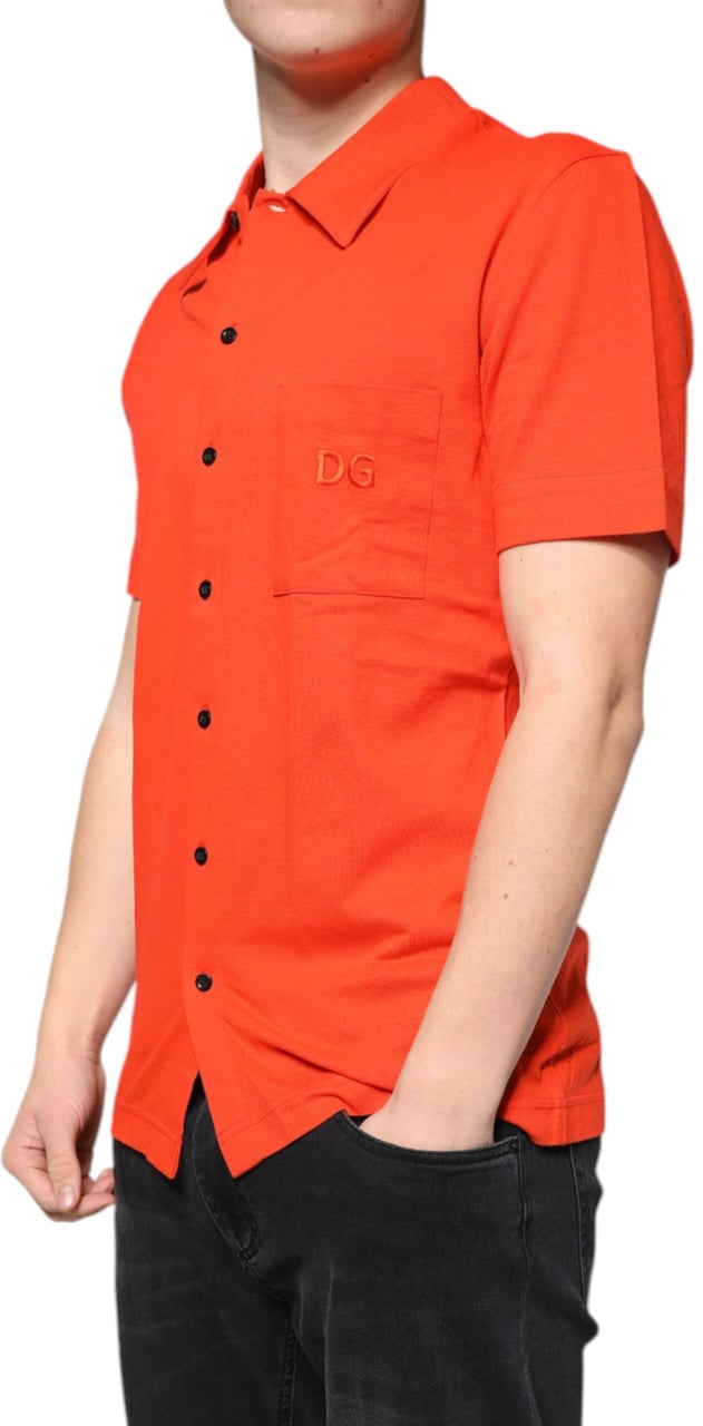 Dolce & Gabbana Orange Cotton Button Down Casual Polo Shirt Oranje