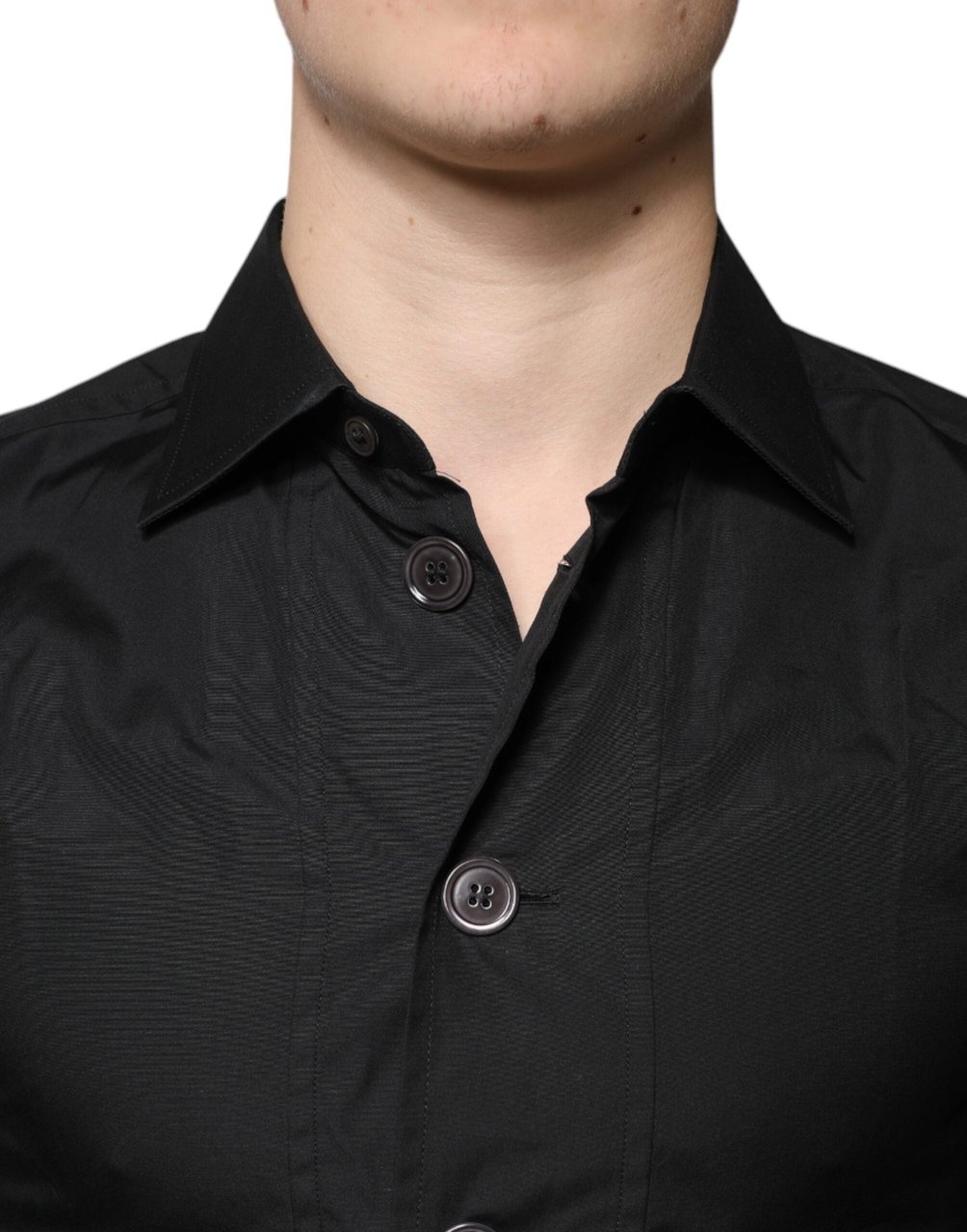 Dolce & Gabbana Black Cotton Formal Long Sleeves Dress Shirt Zwart