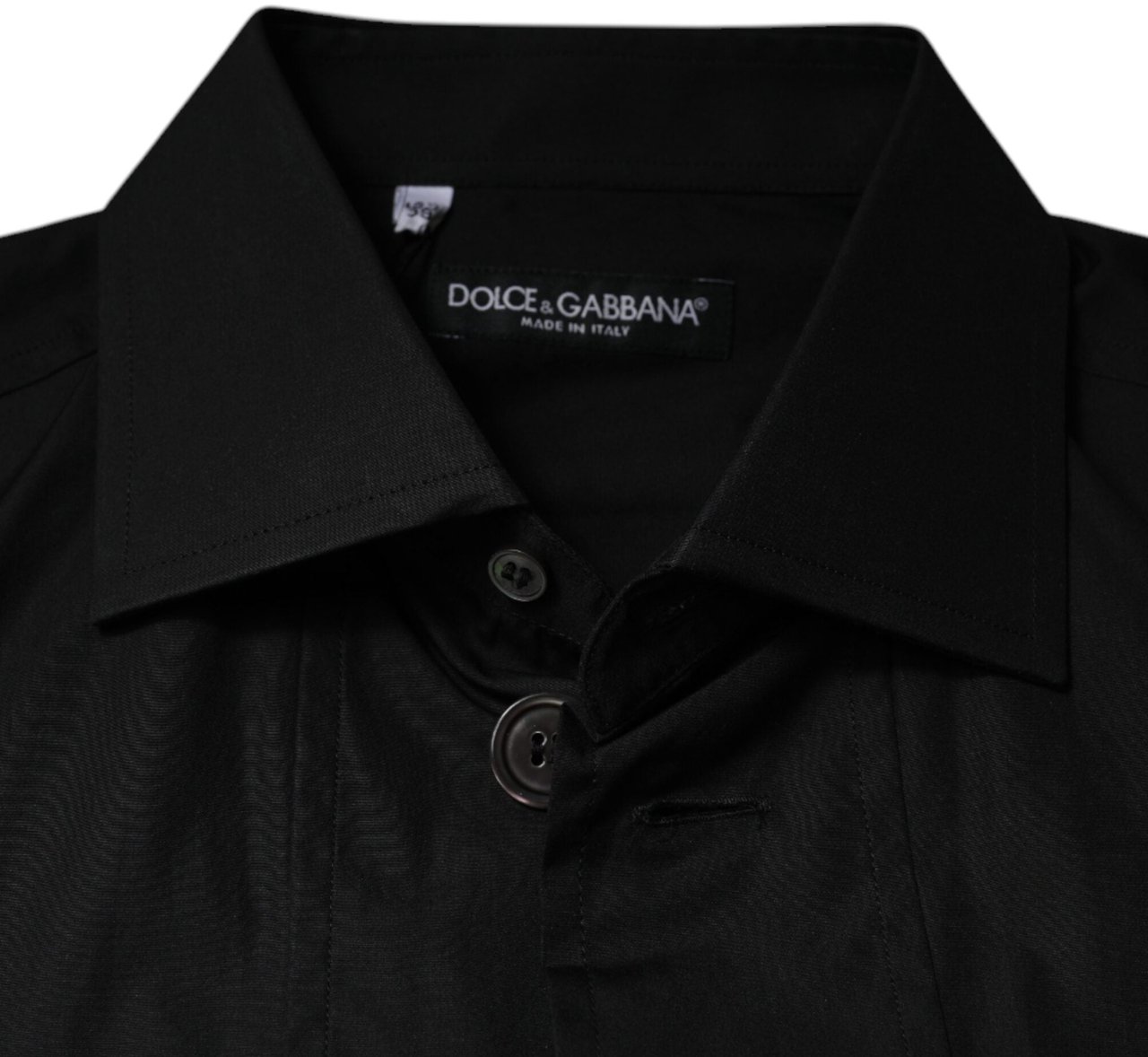 Dolce & Gabbana Black Cotton Formal Long Sleeves Dress Shirt Zwart