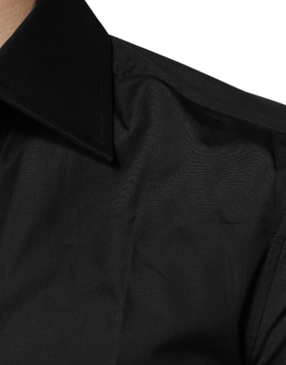 Dolce & Gabbana Black Cotton Formal Long Sleeves Dress Shirt Zwart