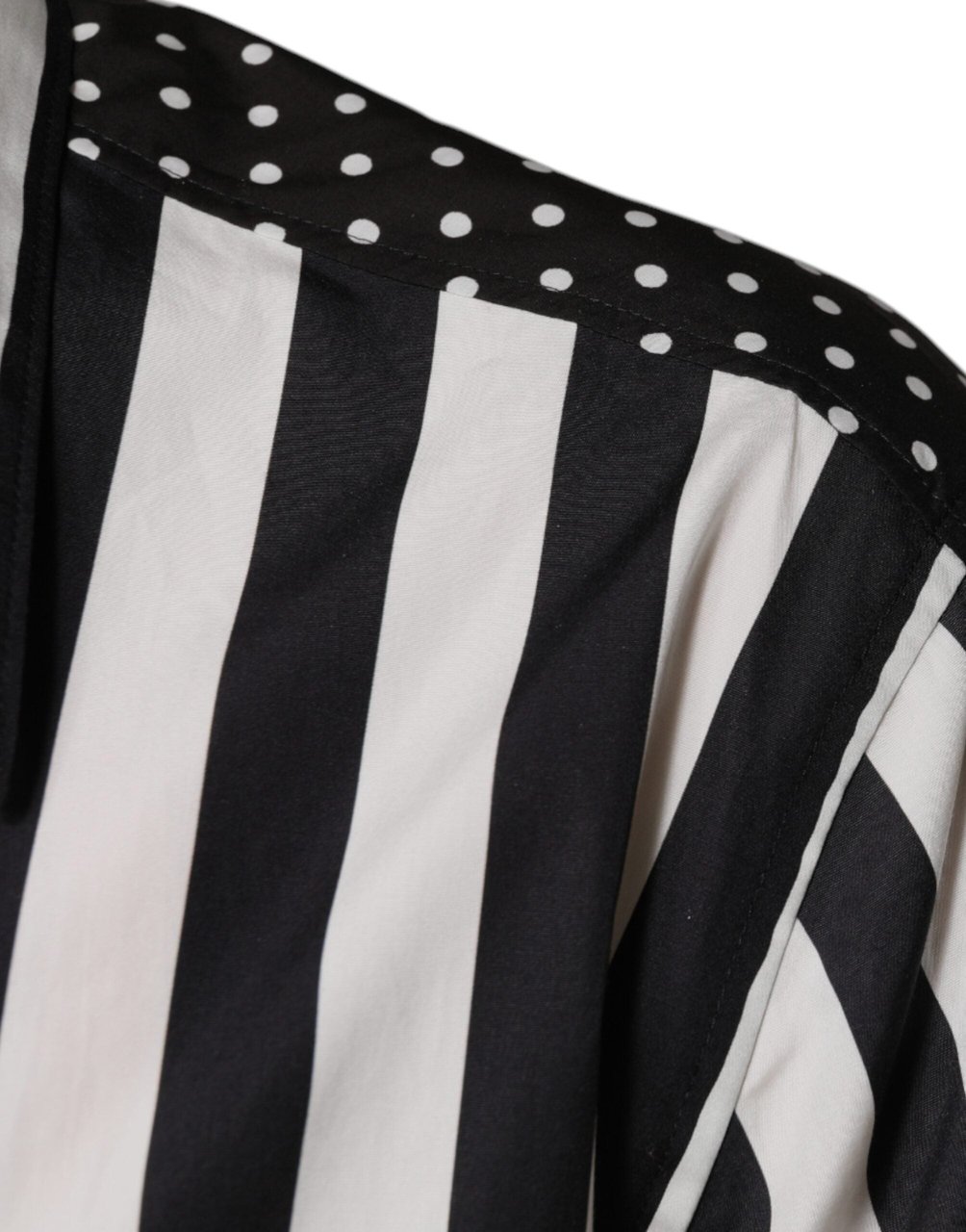 Dolce & Gabbana Black White Striped Button Down Casual Shirt Zwart
