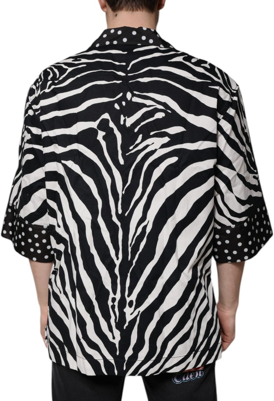 Dolce & Gabbana Black White Zebra Button Down Oversize Shirt Divers