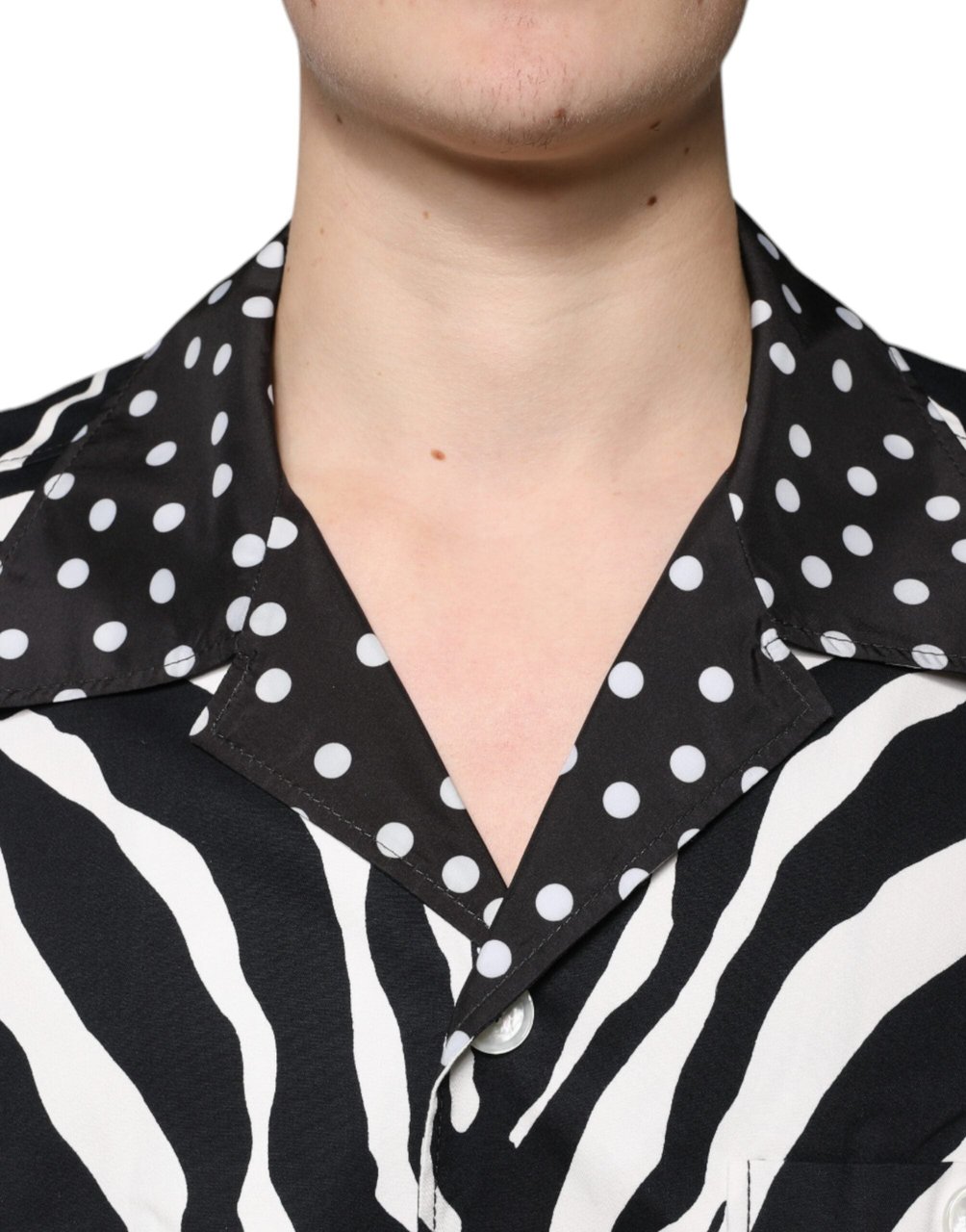 Dolce & Gabbana Black White Zebra Button Down Oversize Shirt Divers