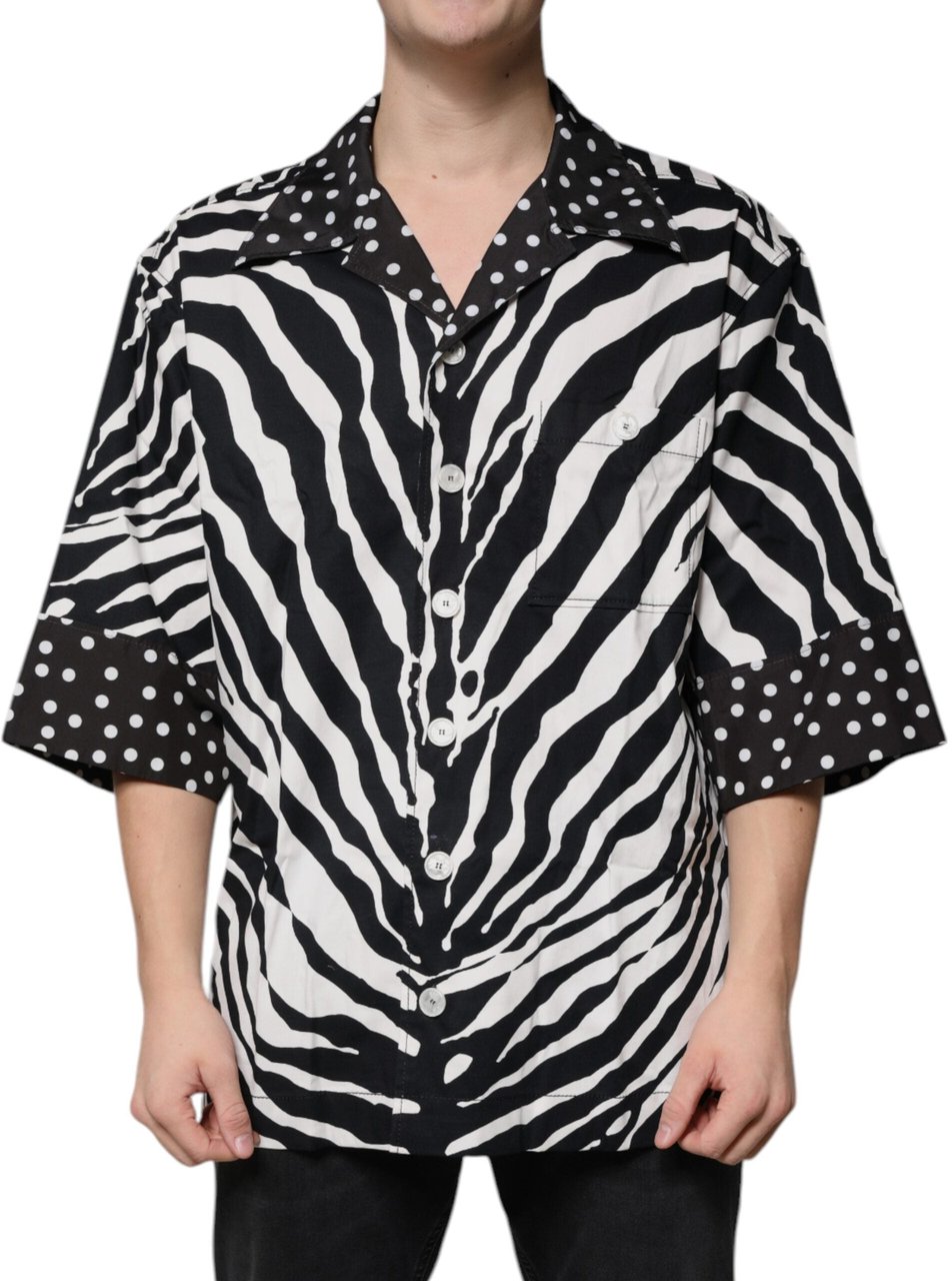 Dolce & Gabbana Black White Zebra Button Down Oversize Shirt Divers