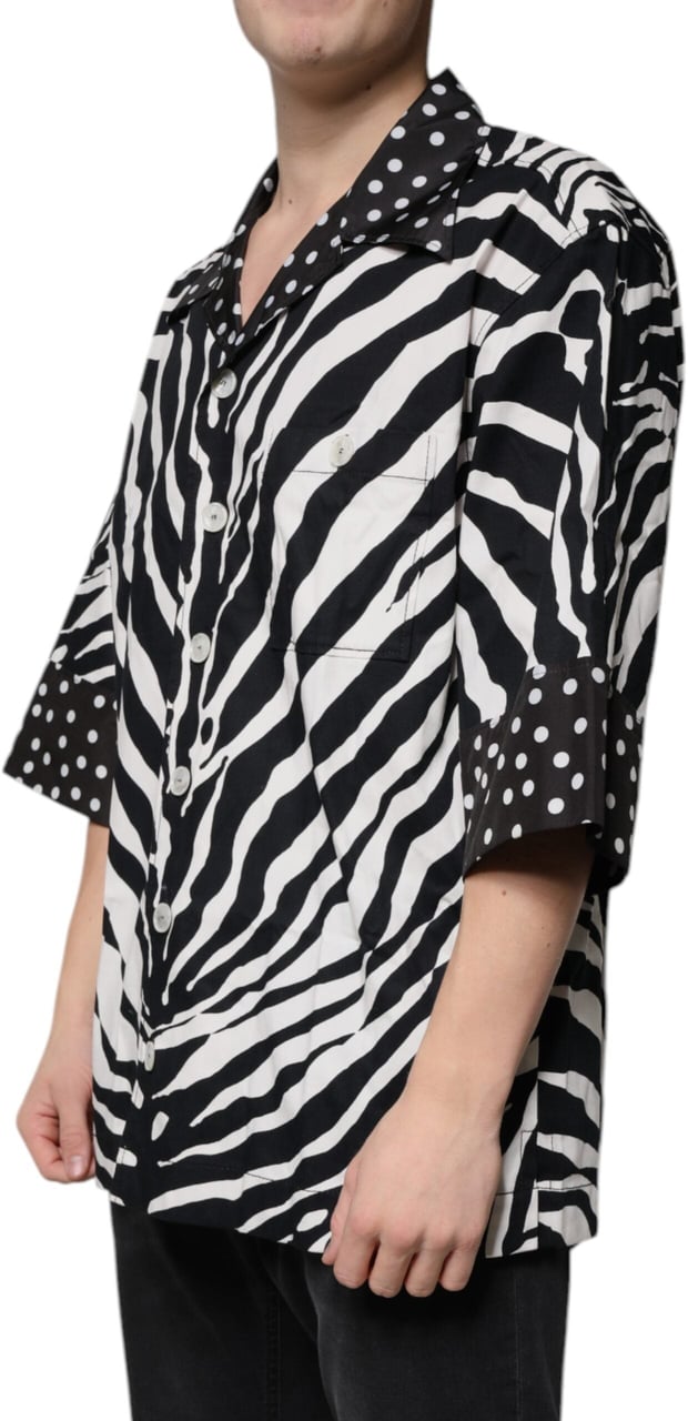 Dolce & Gabbana Black White Zebra Button Down Oversize Shirt Divers