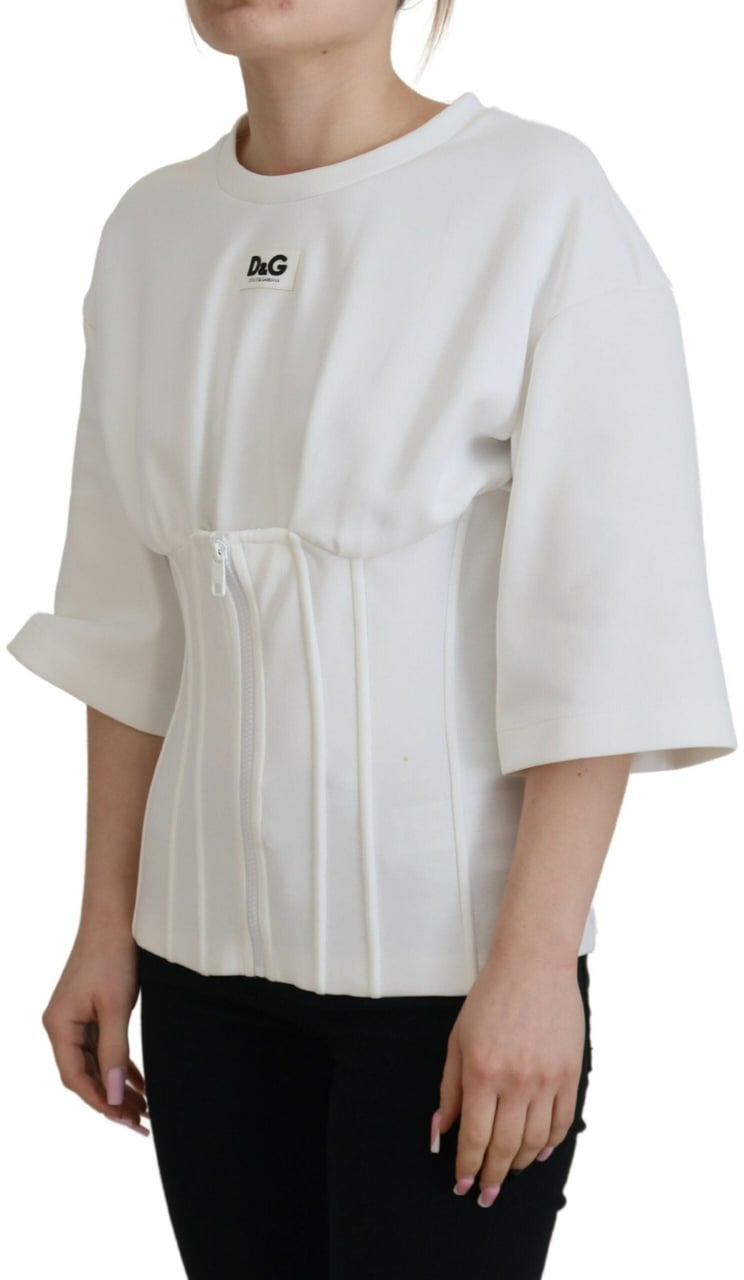 Dolce & Gabbana White Corset Stretch Cotton Top T-shirt Wit