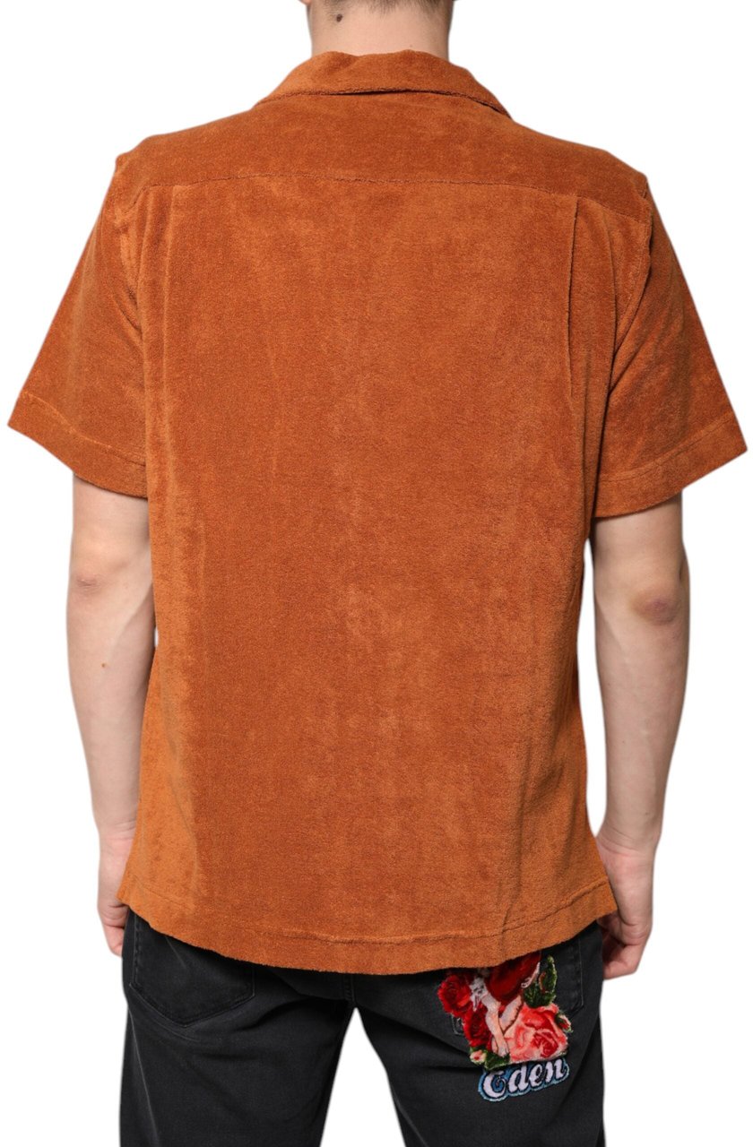 Dolce & Gabbana Hazel Cotton Velvet Button Down Collared Shirt Bruin