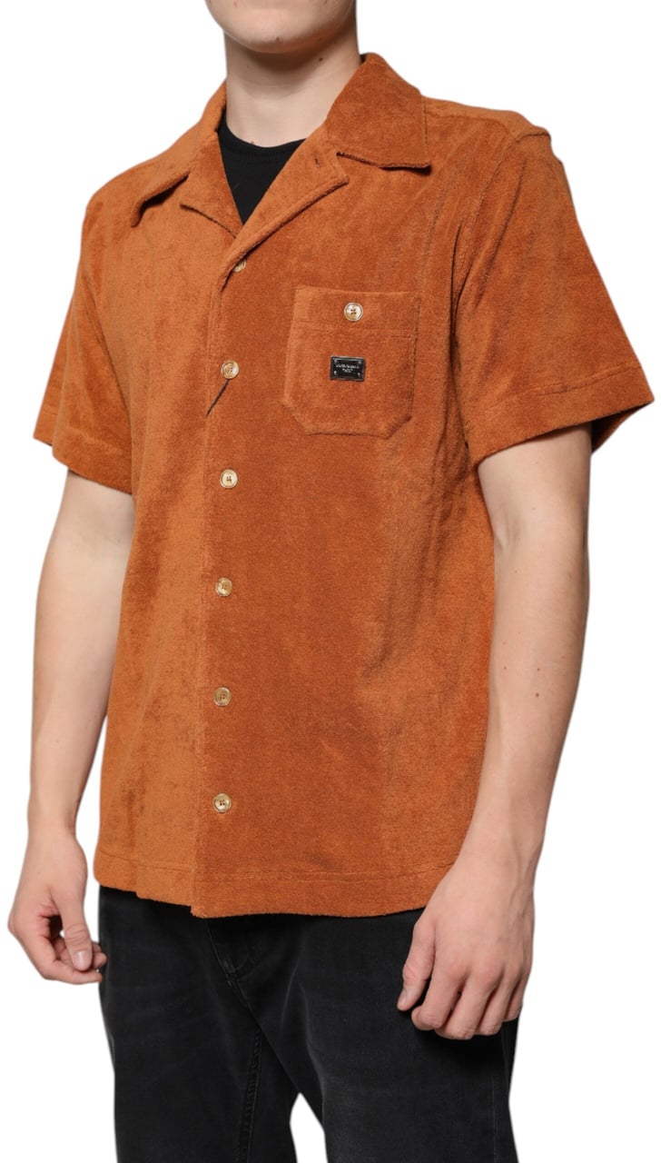 Dolce & Gabbana Hazel Cotton Velvet Button Down Collared Shirt Bruin