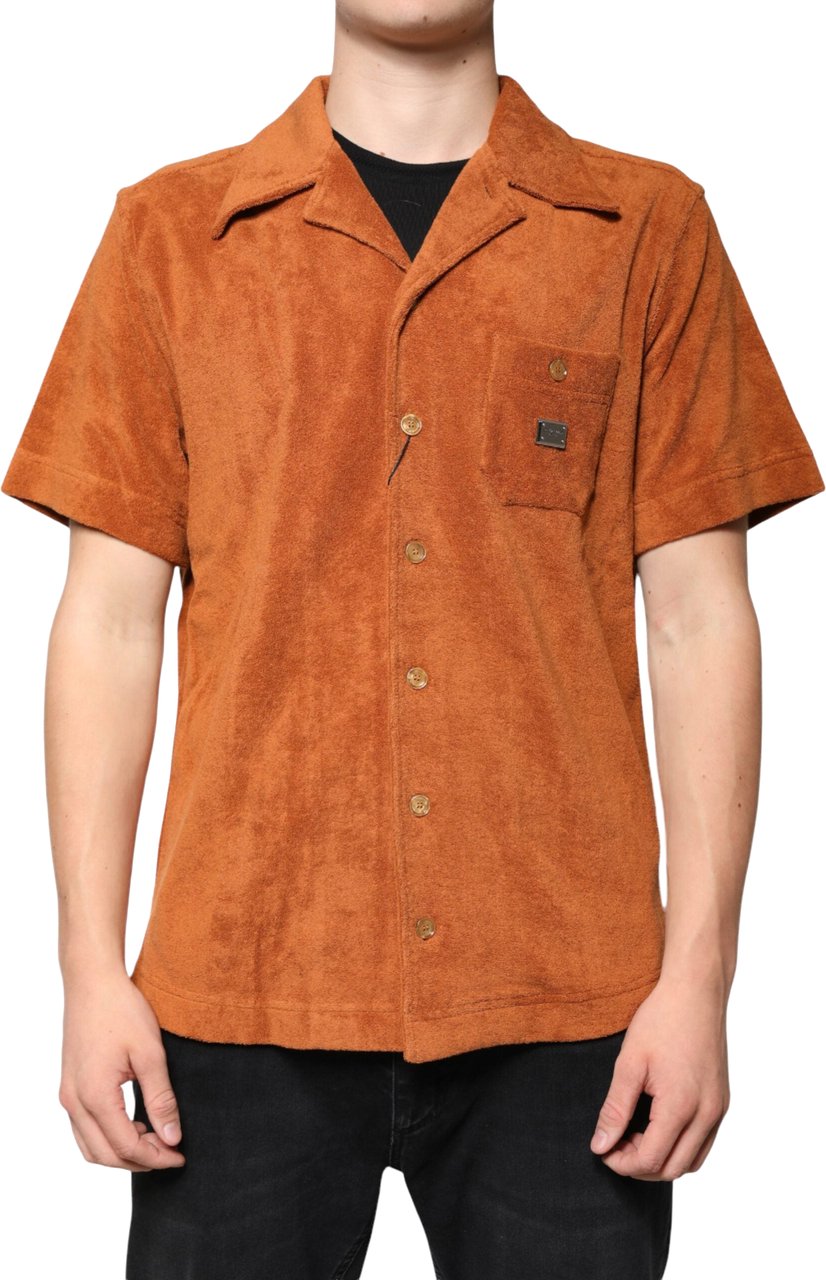 Dolce & Gabbana Hazel Cotton Velvet Button Down Collared Shirt Bruin