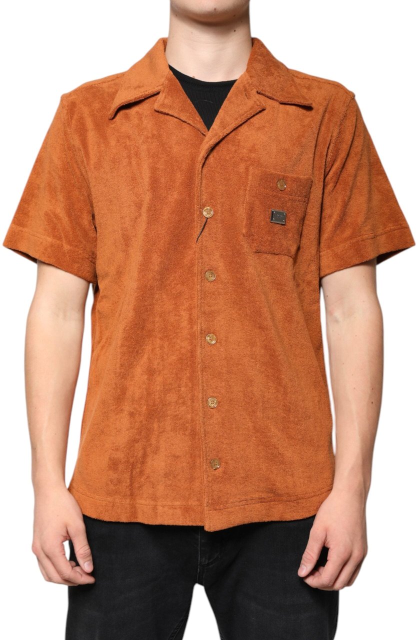 Dolce & Gabbana Hazel Cotton Velvet Button Down Collared Shirt Bruin