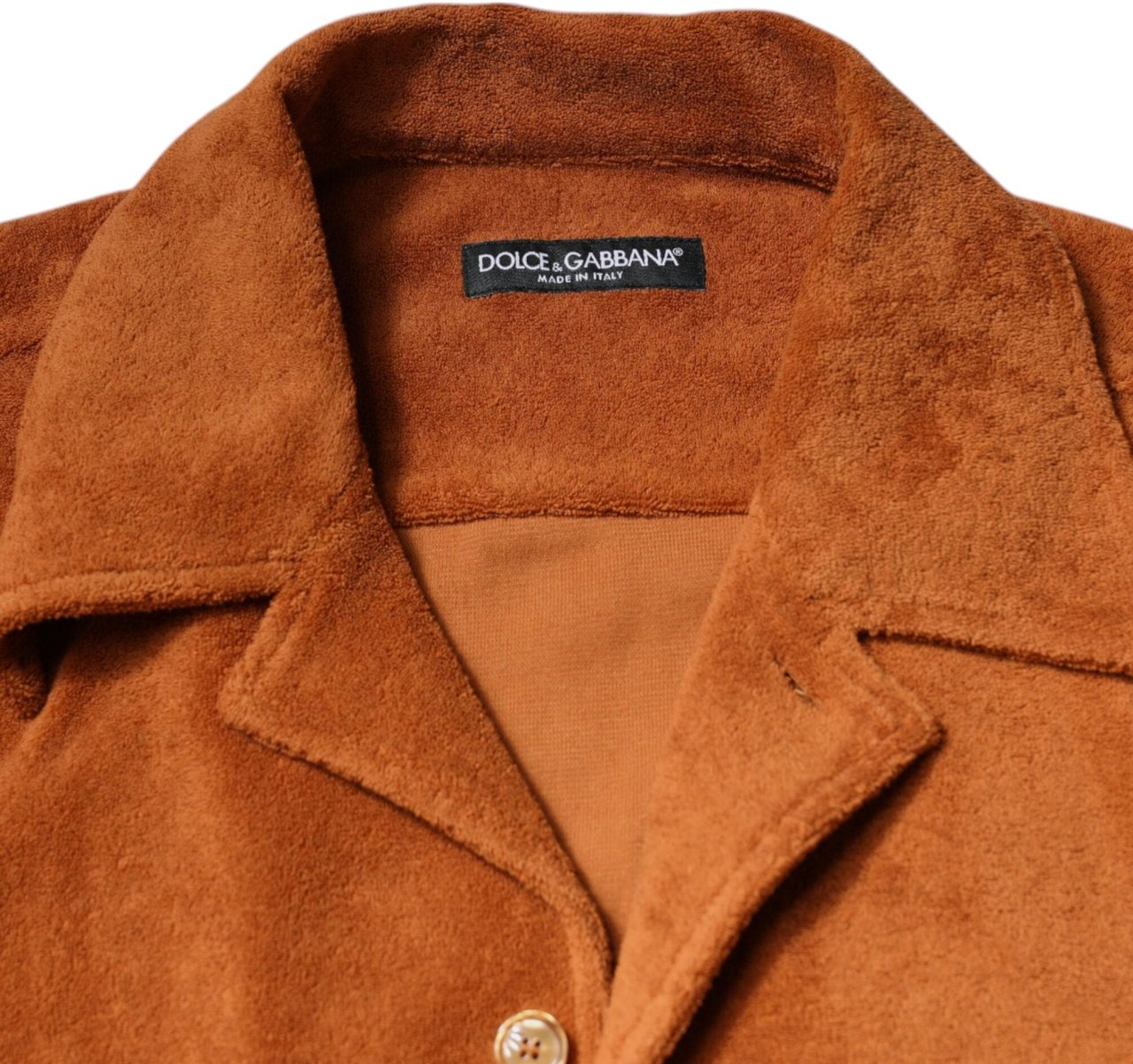 Dolce & Gabbana Hazel Cotton Velvet Button Down Collared Shirt Bruin