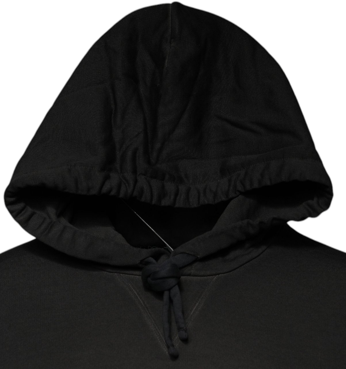Dolce & Gabbana Black Cotton Hooded DG Shield Pullover Sweater Zwart