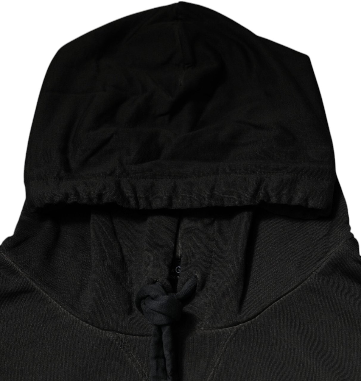 Dolce & Gabbana Black Cotton Hooded DG Shield Pullover Sweater Zwart