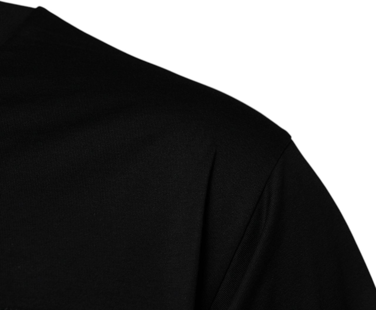 Dolce & Gabbana Black Logo Patch Cotton Crew Neck T-shirt Zwart