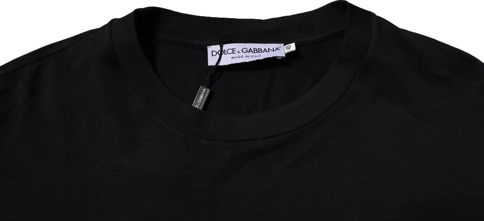 Dolce & Gabbana Black DG Logo Cotton Crew Neck T-shirt Zwart