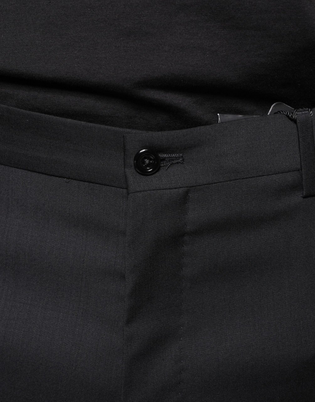 Dolce & Gabbana Black Wool Skinny Men Dress Pants Zwart