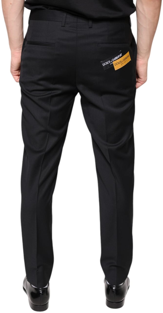 Dolce & Gabbana Black Wool Skinny Men Dress Pants Zwart