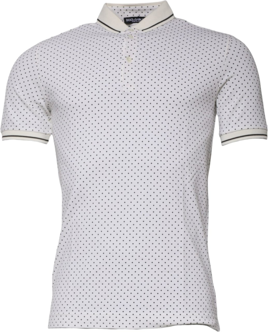 Dolce & Gabbana White Polka Dot Cotton Collared Polo T-shirt Wit
