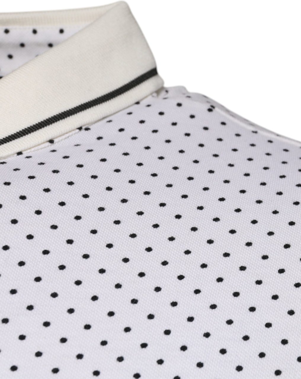 Dolce & Gabbana White Polka Dot Cotton Collared Polo T-shirt Wit