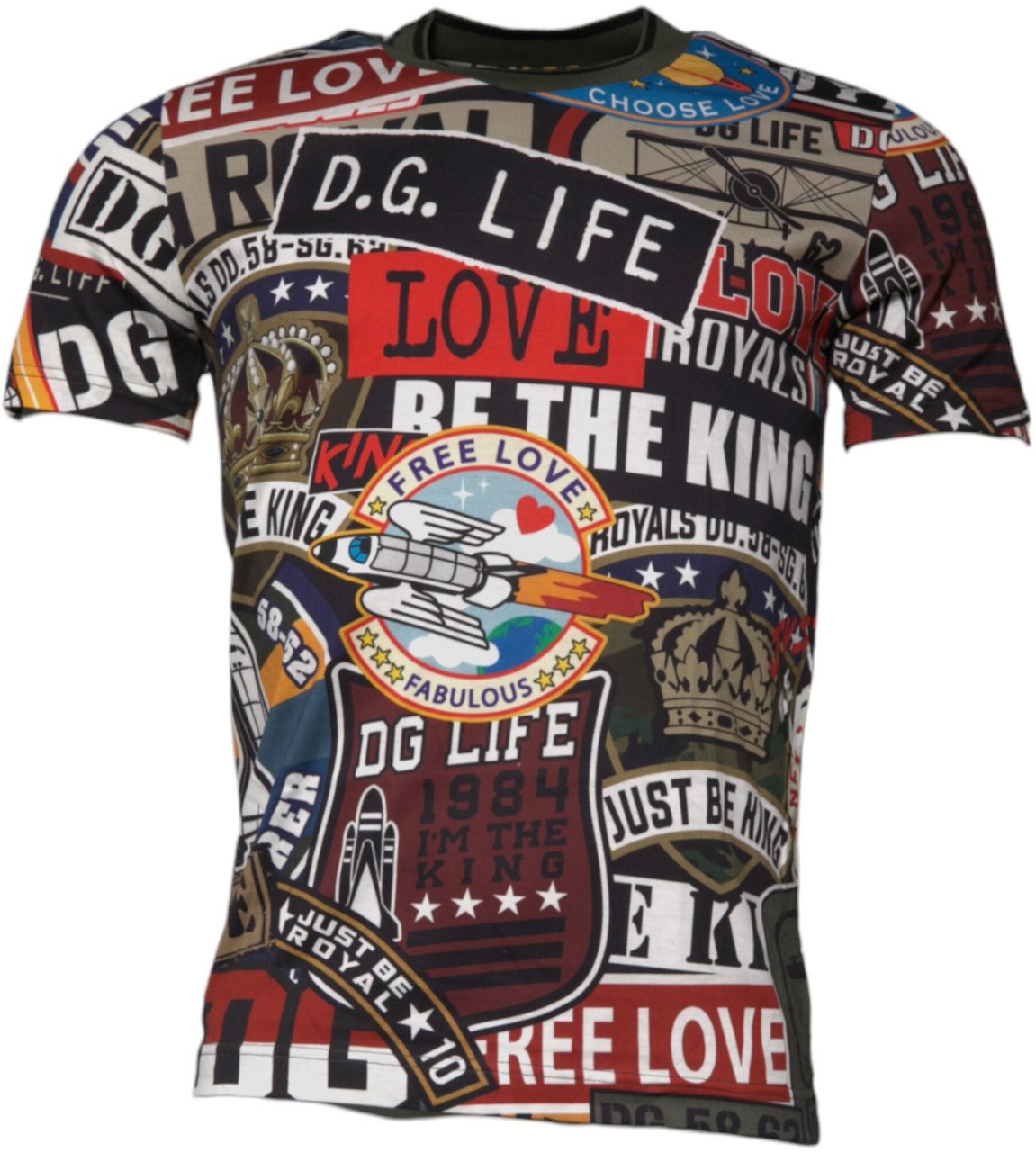 Dolce & Gabbana Multicolor Graphic Print Cotton Crew Neck T-shirt Divers