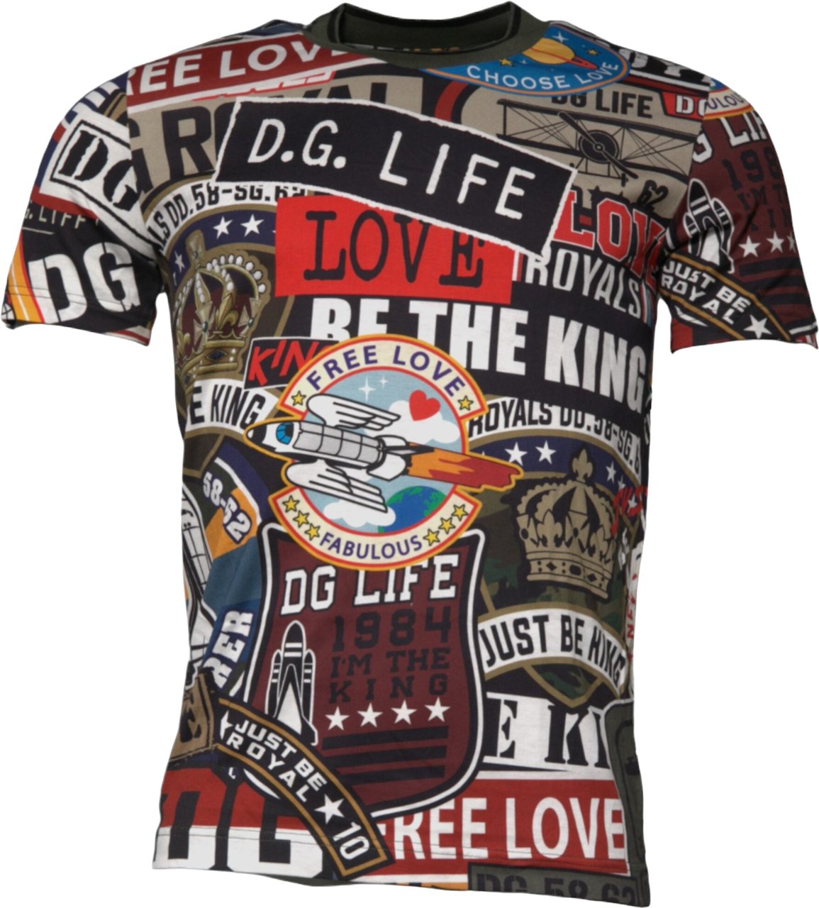 Dolce & Gabbana Multicolor Graphic Print Cotton Crew Neck T-shirt Divers