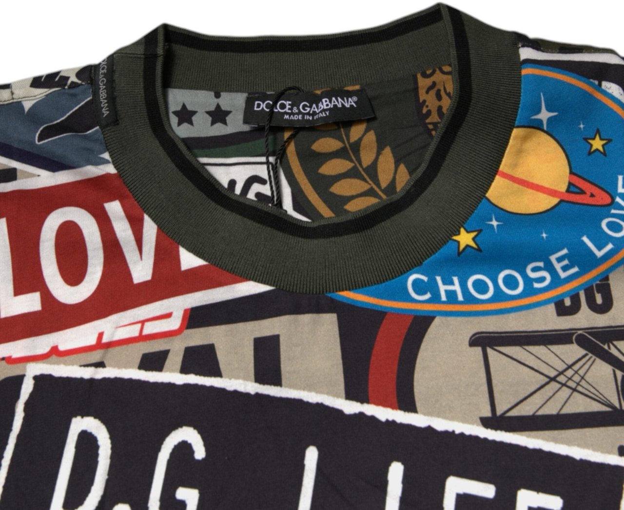 Dolce & Gabbana Multicolor Graphic Print Cotton Crew Neck T-shirt Divers