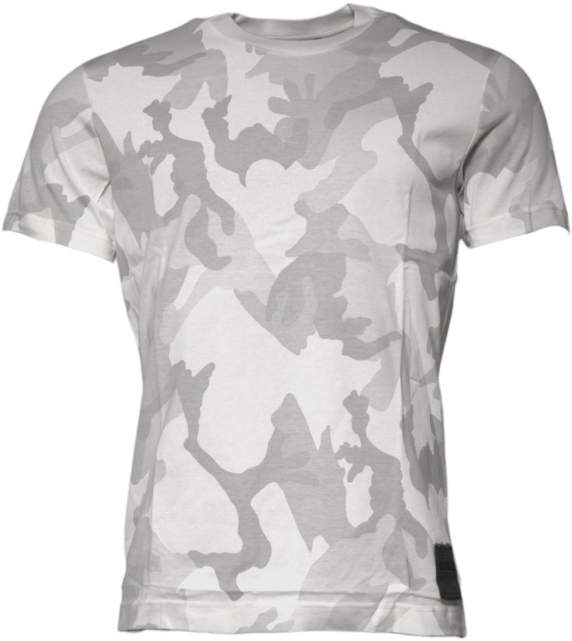 Dolce & Gabbana White Gray Camouflage Cotton Crew Neck T-shirt Bruin