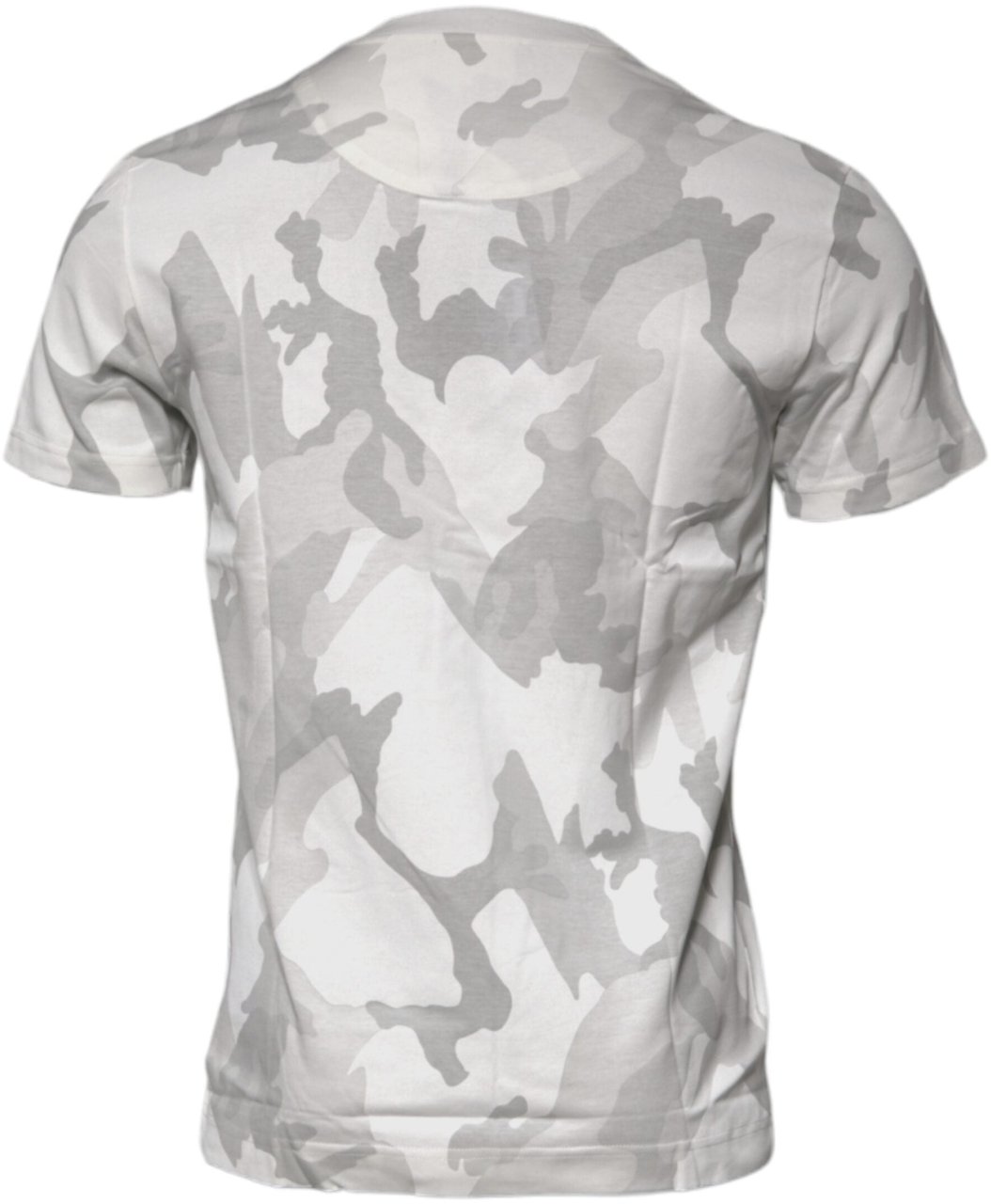 Dolce & Gabbana White Gray Camouflage Cotton Crew Neck T-shirt Bruin